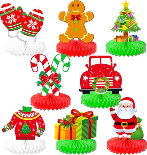 Miniatura 10 de KatchOn Centros de mesa de Navidad para mesas, paquete de 9, decoraciones navideñas para interiores, decoración tradicional de nido de abeja