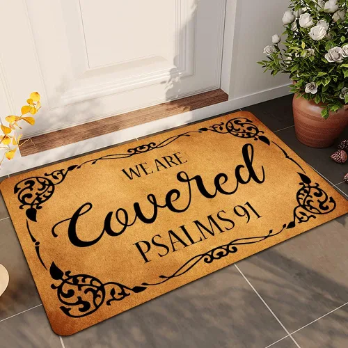 Miniatura 2 de Ytanie Tapetes de bienvenida para puerta delantera, entrada al aire libre, con texto en inglés "We are Cover", tapete de goma antideslizante