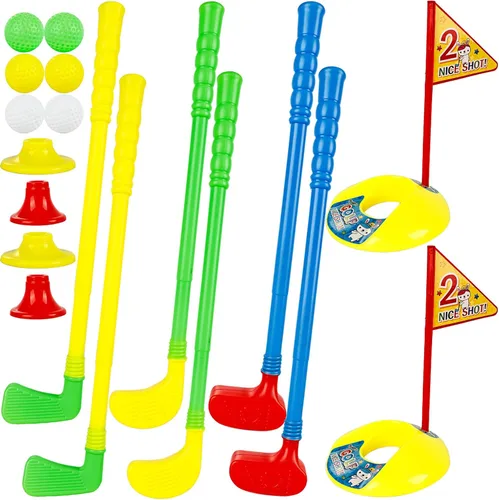 Juego de 20 palos de golf de plástico para niños, para exteriores, interiores, educativos, golf, cumpleaños, Navidad, fiestas, regalos, 3 colores