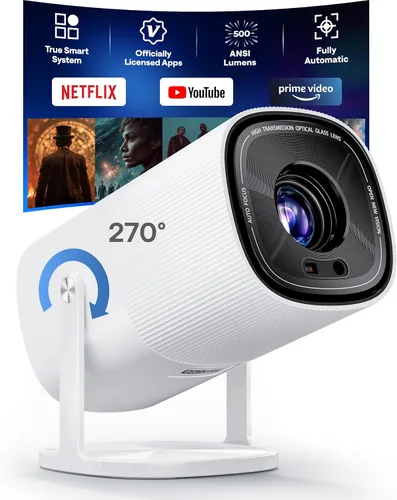 Aplicaciones integradas con licencia oficial y 500 lúmenes ANSI y completamente automático: mini proyector inteligente de 1080P mejorado BoldEver