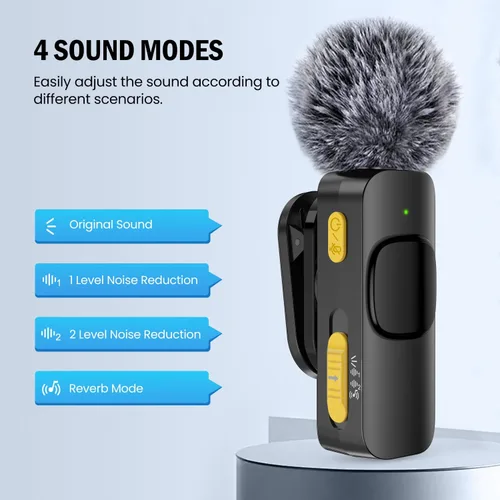 Miniatura 2 de Paquete de 2 mini micrófonos inalámbricos Lavalier para iPhone, Android, cancelación activa de ruido, micrófono magnético de solapa para TikTok