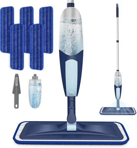 Miniatura 8 de Mopa con aerosol para limpieza de suelos, mopa de microfibra para pisos de madera TRAV-ROUND con 3 almohadillas lavables reutilizables, apta