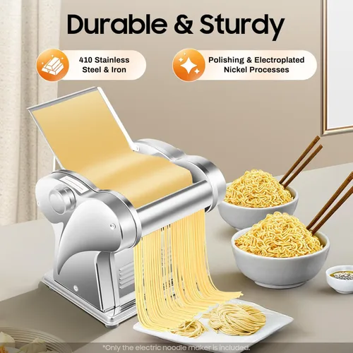 Miniatura 2 de Máquina de pasta eléctrica de 110 V Fideos automáticos Masa de bola de masa Fabricante de piel de dos cuchillos Prensado de acero inoxidable