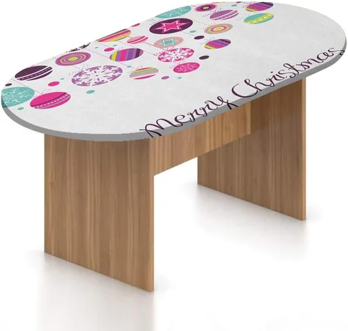 Miniatura 13 de XISUNYA Mantel ovalado ajustable de poliéster elástico para Navidad, mantel ajustable con estampado de árbol de Navidad, se adapta a mesas ovaladas