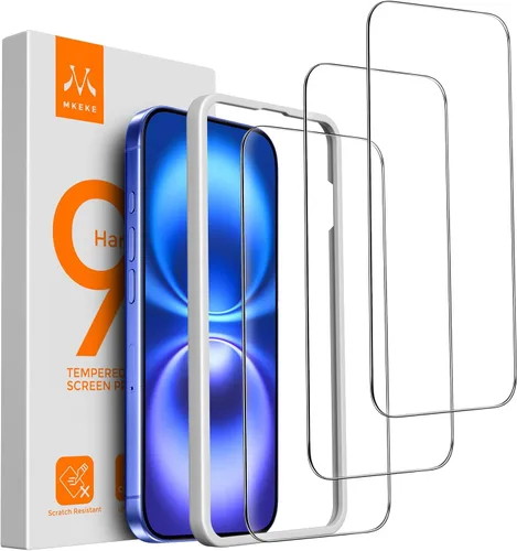 Miniatura 10 de Mkeke - Protector de pantalla para iPhone 11/XR, paquete de 3 unidades de vidrio templado [dureza 9H] [marco de fácil instalación] [tacto sensible]