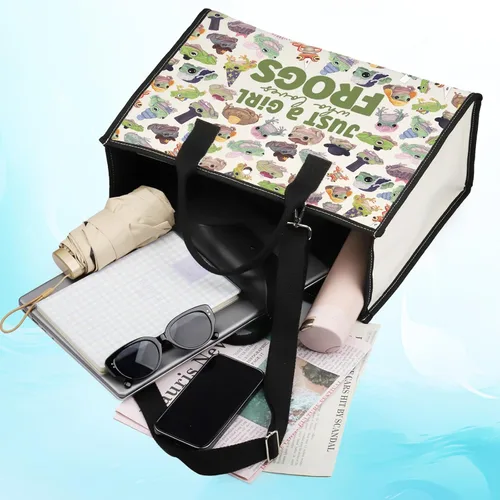 Miniatura 7 de LEVLO Bolsa de maquillaje cosmética de rana divertida, regalo para amantes de los animales, solo una chica que ama a las ranas, bolsa de maquillaje