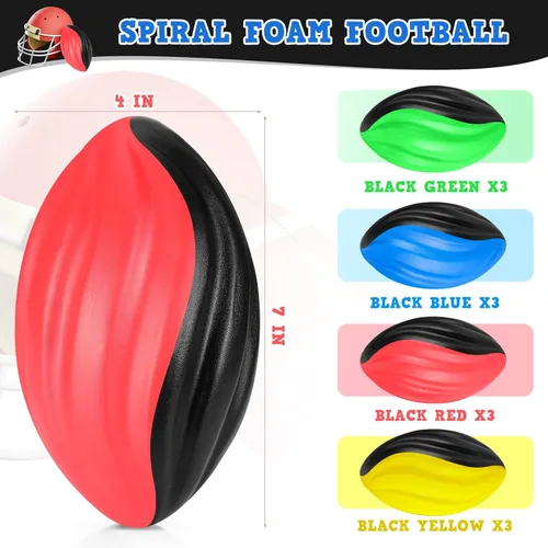 Miniatura 5 de Jerify 12 minibalones de fútbol de espuma para niños y estudiantes, juguetes de fútbol en espiral pequeños de 7 pulgadas, fácil agarre, impermeable