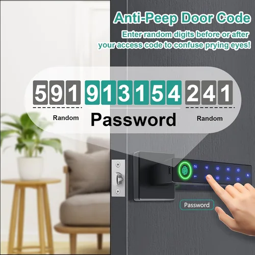 Miniatura 4 de Cerradura de puerta con huella dactilar, perilla de puerta inteligente, cerradura de puerta sin llave con mango, cerraduras de puerta biométricas