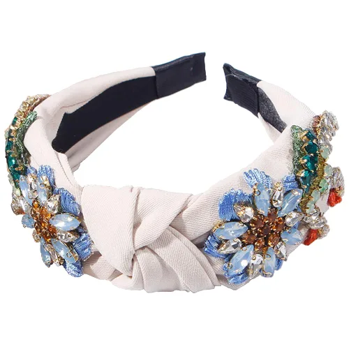 Diademas barrocas de cristal con diamantes de imitación para mujer, banda bordada para el cabello, exquisita banda para el cabello, disponible en 5
