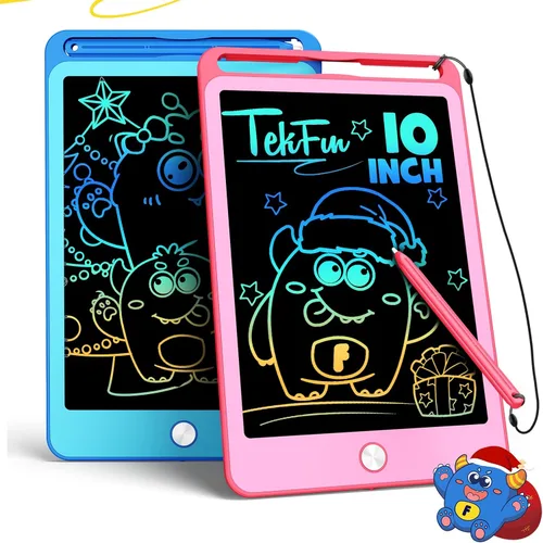 Miniatura 12 de TEKFUN - 2 paquetes de tableta de escritura LCD para niños, tablero de garabatos de 10 pulgadas azul+azul, tablero de dibujo reutilizable