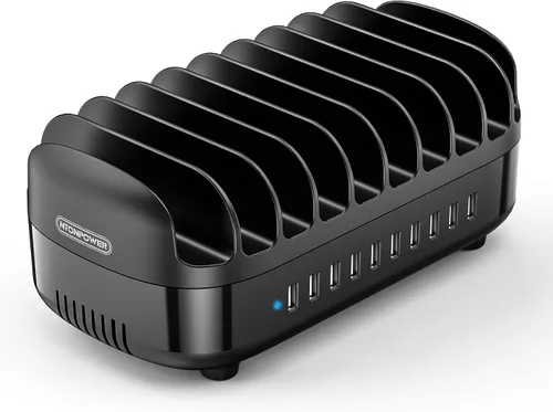 Miniatura 9 de Estación de carga de 7 puertos para múltiples dispositivos, organizador de estación de carga de 70 W, acoplamiento de carga USB con ventilador
