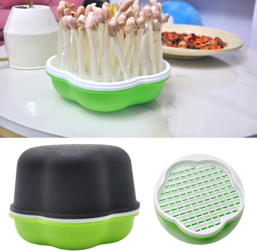 Miniatura 8 de Bandeja para germinar semillas con tapa, forma libre de suciedad y capacidad portátil, sin BPA, verde (2 unidades)
