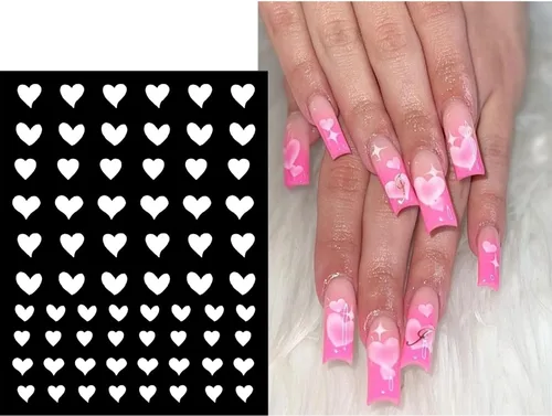Miniatura 3 de 6 hojas de plantillas de aerógrafo, calcomanías de uñas para arte de uñas, autoadhesivas, estrellas, mariposa, punta francesa, corazón, calcomanías