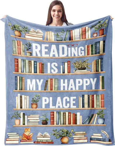 Miniatura 11 de CUJUYO Regalos para Amantes de los Libros para Mujeres y Hombres Manta 50"x40" - Regalos para Bibliotecarios Manta Tipo Throw - Regalos de Club