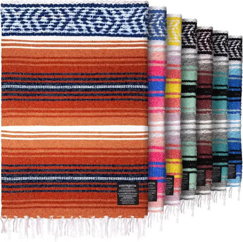 Miniatura 19 de Hydration Nation Auténtica manta mexicana extra grande (70 x 50 pulgadas), yoga tejida a mano, serape, falsa artesanal, playa, campamento, picnic
