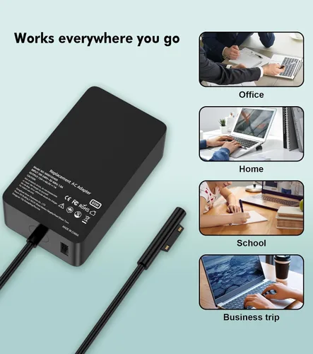 Miniatura 3 de Reemplazo de 65 W para Surface Pro 7 Cargador Microsoft Surface Pro 11,10, 9, 8, 7+, 7, 6, 5, 4, 3, X, Go, Laptop 7, 6, 5, 4, 3, Studio, Book 3, 2