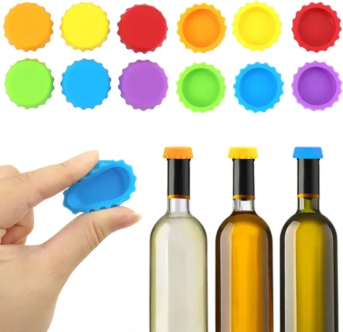 Miniatura 4 de 18 tapas reutilizables de silicona para botellas de cerveza casera y refrescos, refrescos y vino, multicolor
