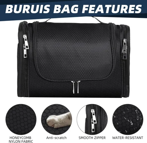 Miniatura 7 de Buruis - Neceser grande para hombres y mujeres, bolsa de viaje colgante para maquillaje, cosméticos, afeitado, artículos de tocador, kit Dopp