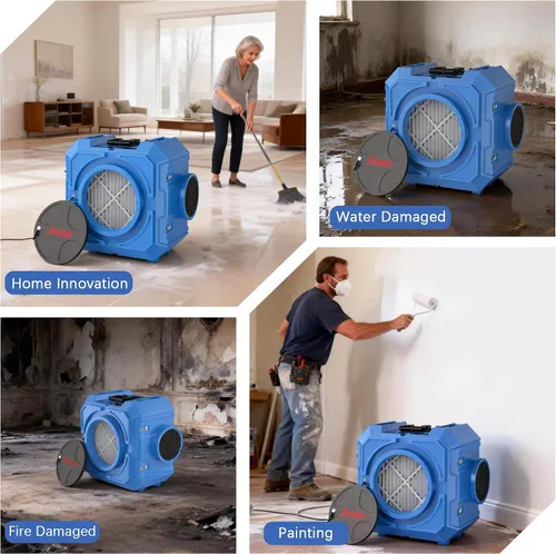 Miniatura 7 de Depurador de aire Hepa de 650CFM con filtración de 4 etapas, máquina de aire negativo, purificador de aire comercial apilable con filtros
