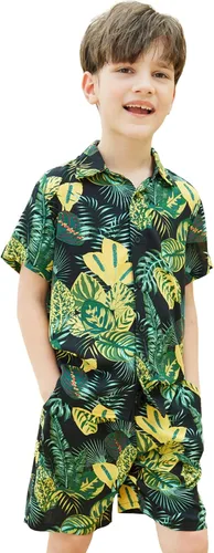 COOFANDY Conjunto de camisa hawaiana y pantalones cortos a juego para la familia, conjunto de blusa floral para hombre y mujer