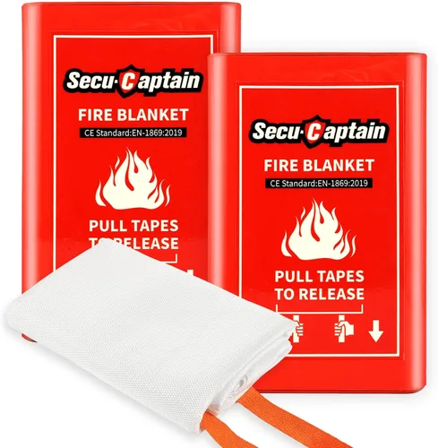 SecuCaptain Manta de emergencia contra incendios para el hogar y la cocina, 40 x 40 pulgadas, para supresión de llamas, de fibra de vidrio, para