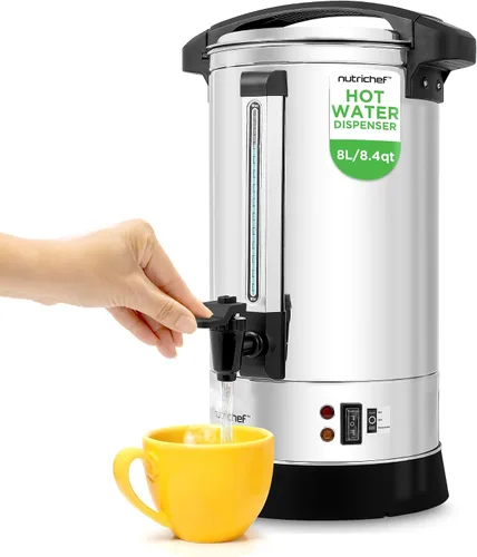 Miniatura 12 de NutriChef Hervidor Eléctrico de Agua y Calentador - Dispensador Eléctrico de Agua Caliente de Acero Inoxidable de 3L/3.17 Qt con Base Giratoria