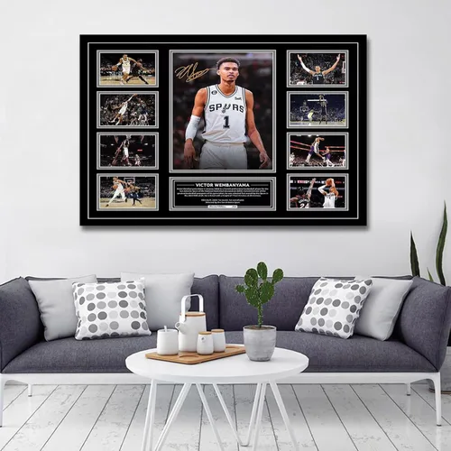 Miniatura 2 de Póster Firmado de la Superestrella del Baloncesto Victor Wembanyama Para Habitaciones de Niños Fanáticos Decoración de Pared del Dormitorio
