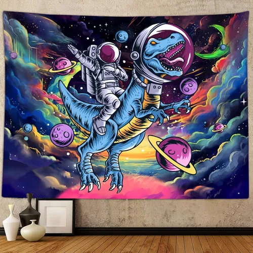 Miniatura 8 de Sanzugh Divertido tapiz alienígena de astronauta espacial para hombres y chicos, genial universo trippy planeta, tapices artísticos para colgar