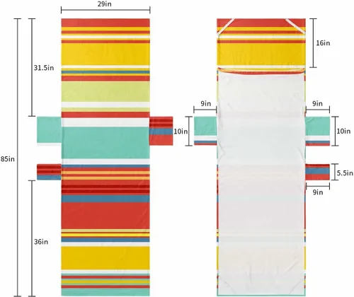 Miniatura 2 de Coloridas fundas verticales para silla de playa con bolsillos, funda de microfibra de secado rápido, fundas de silla de piscina naranja, toalla