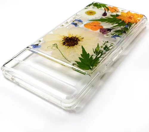 Miniatura 2 de Unique Real Pressed flower foral Clear Soft Phone cases cover With Bumper for Google Pixel 8 with large Flower Design Fit (Pixel 8)