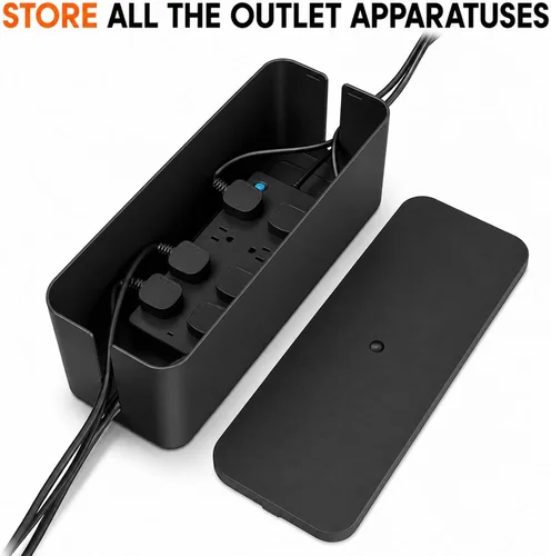 Miniatura 6 de [Juego de 3] 3 cajas de organización de cables + 3 bridas de cables, organizadores de cajas de cables grandes para sostener y ocultar regleta