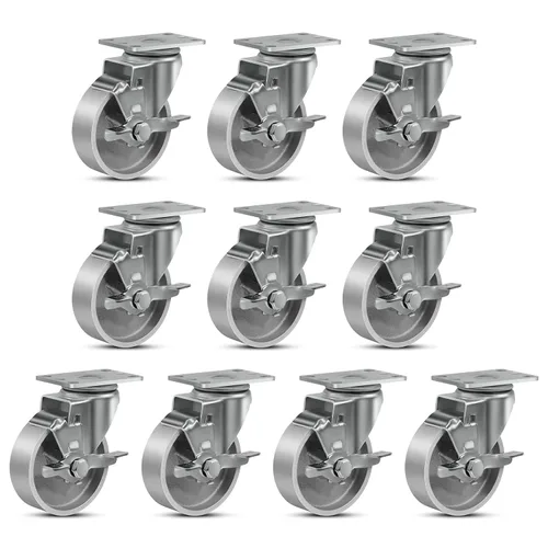 Miniatura 64 de Ruedas industriales resistentes de 3 x 1.25 pulgadas, capacidad de 350 libras, ruedas de hierro fundido y marco de acero para carros, carritos