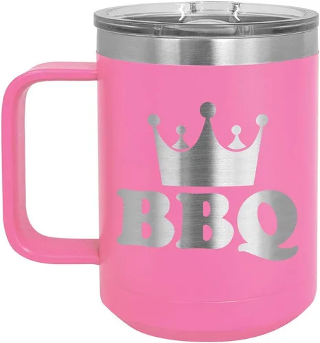 Miniatura 8 de Taza de café para barbacoa King de 15 onzas con tapa superior deslizante, taza de café de viaje aislado idea de regalo para los hombres que tienen