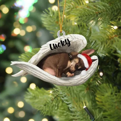 Miniatura 8 de Adorno acrílico plano de perro de Navidad de pastor alemán blanco, ángel dormido, regalo conmemorativo para perro, adorno personalizado con nombre