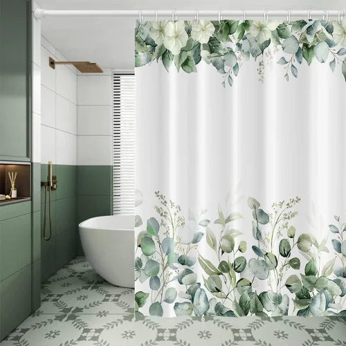 Miniatura 17 de Cortina de Ducha Floral Bohemia Negra Flores de Mediados de Siglo Botánica Moderna Elegante Estética Cortina de Ducha para Decoración de Baño