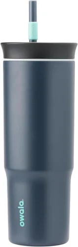 Miniatura 9 de Owala Vaso de viaje aislado de acero inoxidable de triple capa con tapa resistente a derrames, popote y asa de transporte, sin BPA, 40 onzas