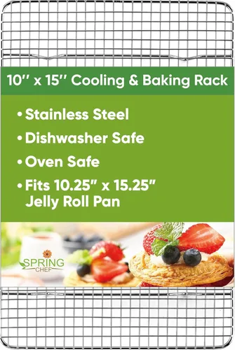 Miniatura 13 de Spring Chef rejilla de enfriamiento de acero inoxidable de 8.5 x 12 pulgadas para cocinar y hornear - Rejilla de enfriamiento para galletas apta
