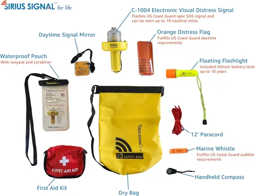 Miniatura 2 de Sirius Signal SB-3L Kit de Bolsa Seca SOS de Seguridad Náutica y Emergencia para Kayaks, Barcos y Embarcaciones de Remo - Aprobado por USCG