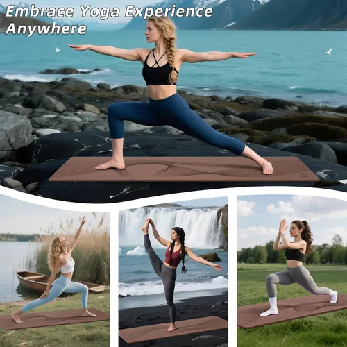 Miniatura 7 de ILILI Tapete de yoga, 72 x 25 x 0.3 pulgadas, antideslizante, tapete de ejercicio de elastómero termoplástico, resistente al desgarro, tapete