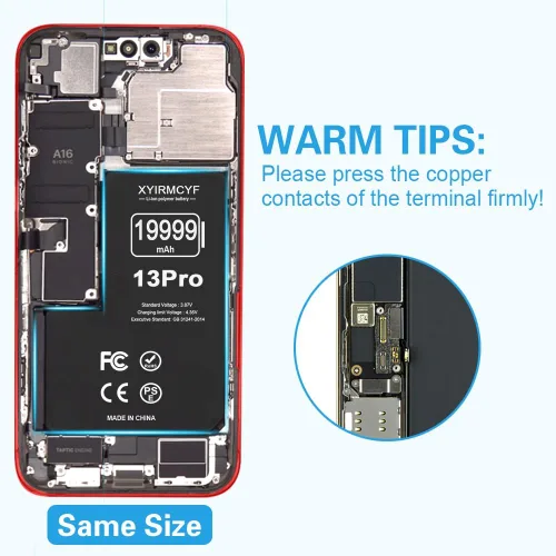 Miniatura 5 de XYIRMCYF Batería de gran capacidad de 19999 mAh compatible con iPhone 13 Pro, batería de repuesto de polímero de litio de 0 ciclos para iPhone 13