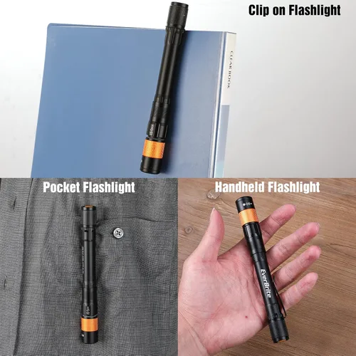 Miniatura 5 de EverBrite Paquete de 2 mini bolígrafos de luz, linterna recargable de bolsillo con cable USB C, 4 modos de luz, linterna pequeña de 300 lúmenes