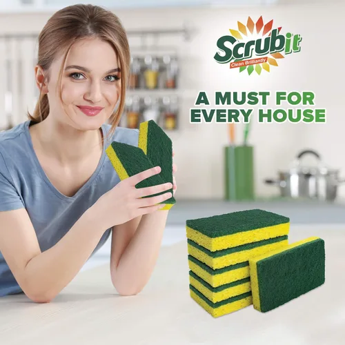 Miniatura 2 de SCRUBIT Esponja exfoliante resistente, hecha de celulosa resistente, respetuosa con el medio ambiente, dura meses de limpieza de cocina resistente