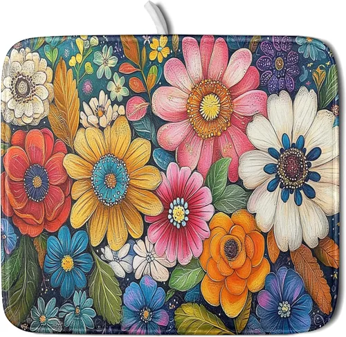 Miniatura 66 de Giwawa Tapete de Secado de Platos Retro Silueta de Cabaña del Bosque de Ciervos para Encimera 18 x 24 pulgadas Otoño Cielo Azul Nube Dibujos