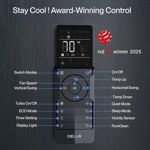 Miniatura 7 de DELLA Motto Series 9100 BTU 19 SEER2 230V Mini Split AC, enfría hasta 400 pies cuadrados, funciona con Alexa y Wifi, sistema de aire acondicionado