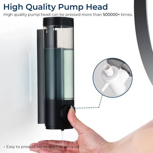 Miniatura 2 de Dispensador de ducha Pollock - Dispensador de champú y acondicionador sin taladro de 1 cámara para baño, de gran capacidad, negro