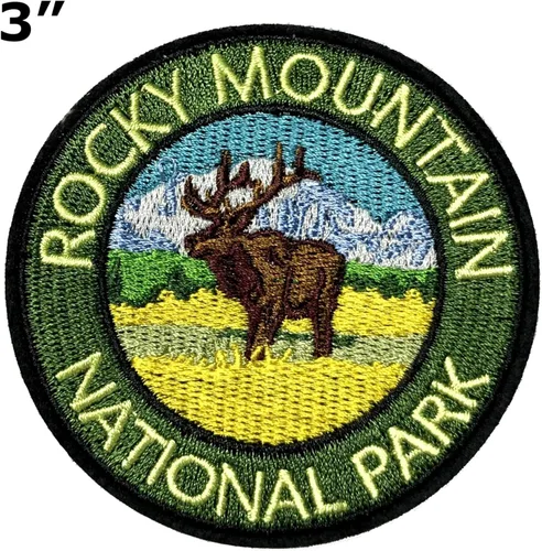 Miniatura 2 de Parche de Parque Nacional de las Montañas Rocosas de 3 pulgadas bordado para planchar o coser, bordado decorativo, con apliques de ropa, chaleco