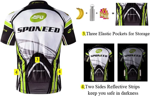 Miniatura 57 de sponeed - Jerséis de ciclismo para hombre, tops, camisas de ciclismo, manga corta, atuendo de ciclismo, chaqueta de ciclismo de cierre completo