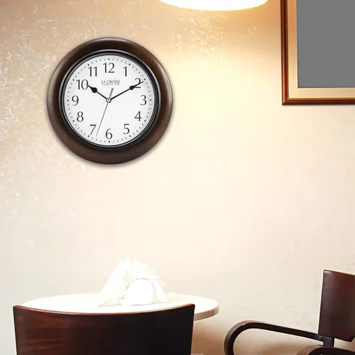Miniatura 5 de La Crosse Reloj 404-2625 10 in Linwood Reloj de pared de madera de cuarzo