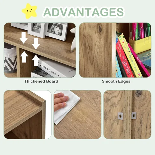 Miniatura 8 de HONEY JOY Organizador de almacenamiento de juguetes para niños, estante de almacenamiento de 5 secciones para preescolar, 2 niveles de madera Natural