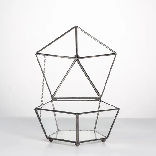 Miniatura 4 de NCYP Terrario geométrico de vidrio pequeño, contenedor cerrado en caja de joyas, maceta para suculentas, decoración de jardín para interiores